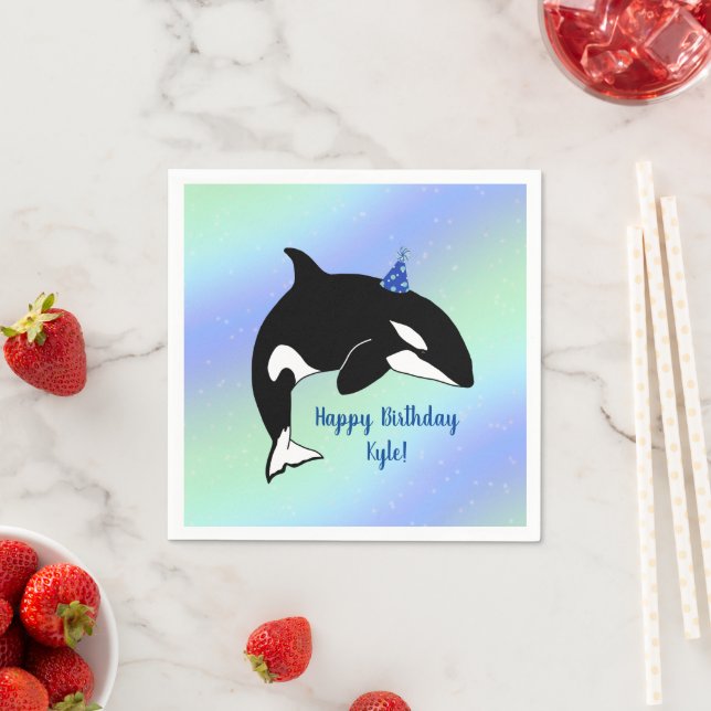 Personalisiert Orca Killer Whale Geburtstag Serviette (Beispiel)