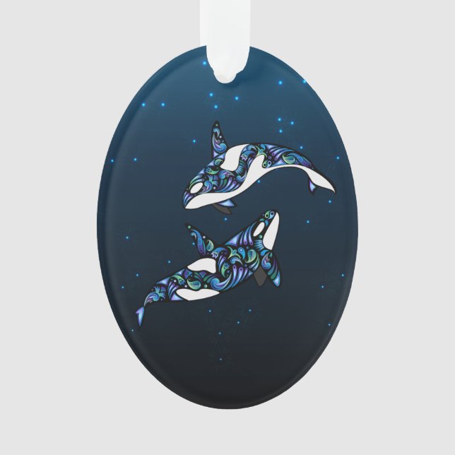 Personalisiert Orca Whale Couple Weihnachtsfeierta Ornament (Vorderseite)
