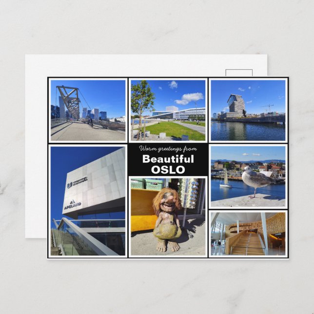 Personalisiert, Oslo Collage, Norwegen Postkarte (Vorne/Hinten)