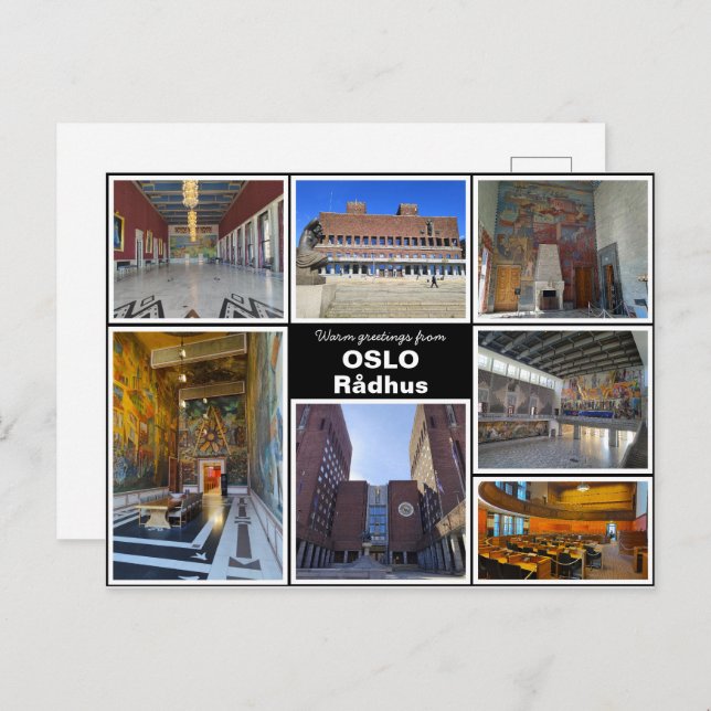 Personalisiert, Oslo rådhus, Norwegen Postkarte (Vorne/Hinten)