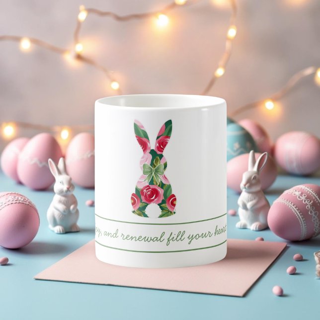 Personalisiert Osterhase Tasse mit Blumendesign (Personalized Easter Bunny Mug with Floral Design)