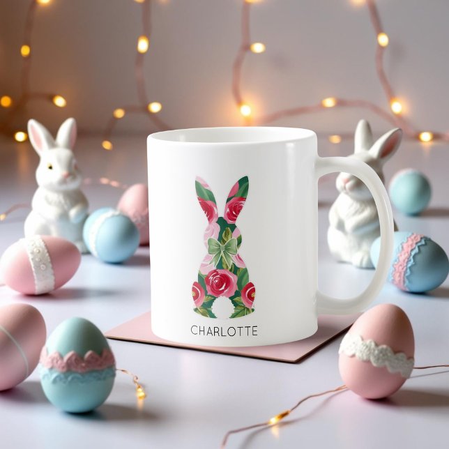 Personalisiert Osterhase Tasse mit Blumendesign (Personalized Easter Bunny Mug with Floral Design)