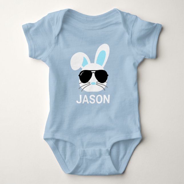 Personalisiert Ostern Bunny Boys Baby Bodysuit Baby Strampler (Vorderseite)