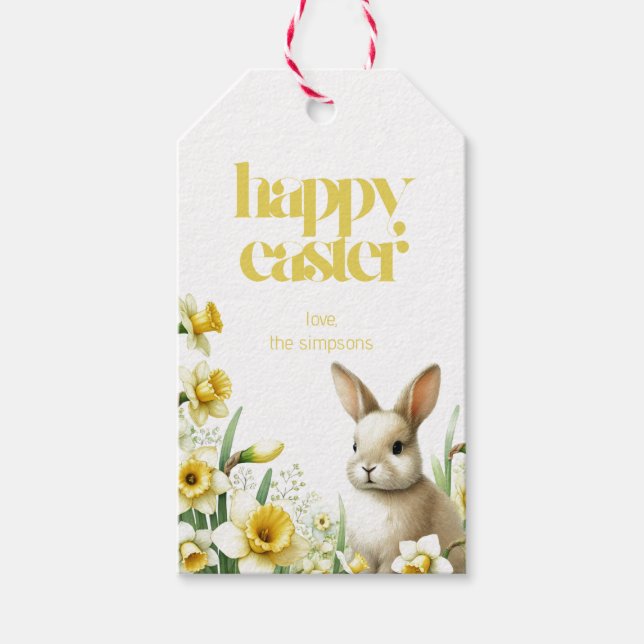 Personalisiert Ostern Bunny Daffodil Gefallen Gesc Geschenkanhänger (Vorderseite)