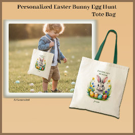 Personalisiert Ostern Bunny Egg Jagd Tote Beutel Tragetasche