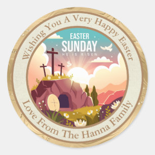Personalisiert Ostern   Kirche und Sonntagsschule Runder Aufkleber