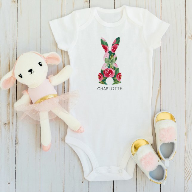 Personalisiert Ostersonnenanzug für Mädchen Baby Strampler (Personalized Easter Bunny Baby Bodysuit for Girls)