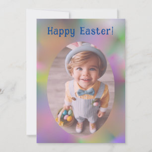 Personalisiert Oval Foto Chic Rainbow Happy Oaster Feiertagskarte