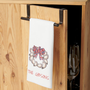 Personalisiert Oyster Wreath Kariert Bow Bar Geschirrtuch