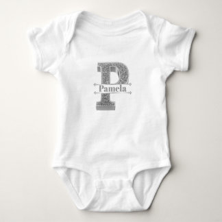 Personalisiert P Erste Silver Monogramm Ihr Name Baby Strampler