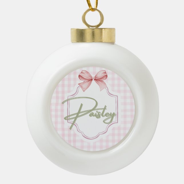 Personalisiert Paisley Baby Girl Kinderzimmer Ging Keramik Kugel-Ornament (Vorderseite)