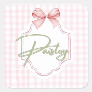 Personalisiert Paisley Baby Girl Kinderzimmer Ging Quadratischer Aufkleber