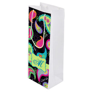 Personalisiert Paisley Geschenktüte Für Weinflaschen