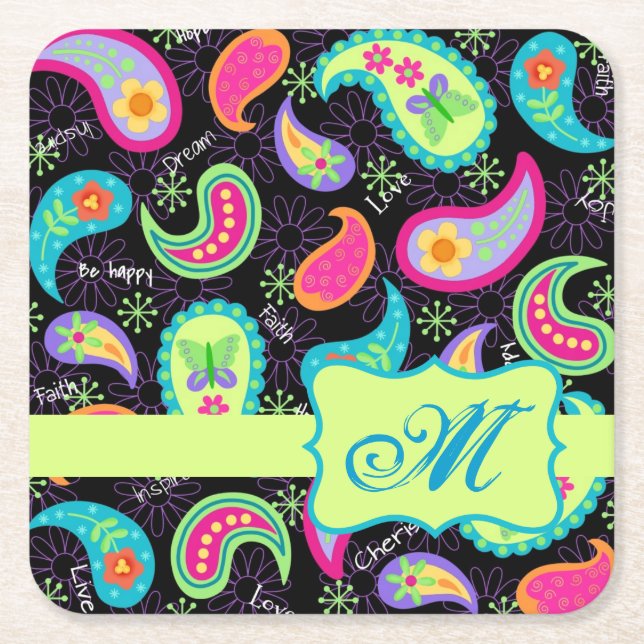 Personalisiert Paisley Rechteckiger Pappuntersetzer (Vorderseite)