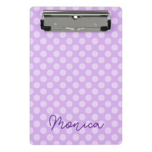 Personalisiert Pale Lavender Polka Dot Mini Klemmbrett