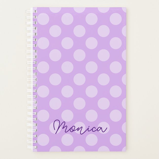 Personalisiert Pale Lavender Polka Dot Planer (Vorderseite)