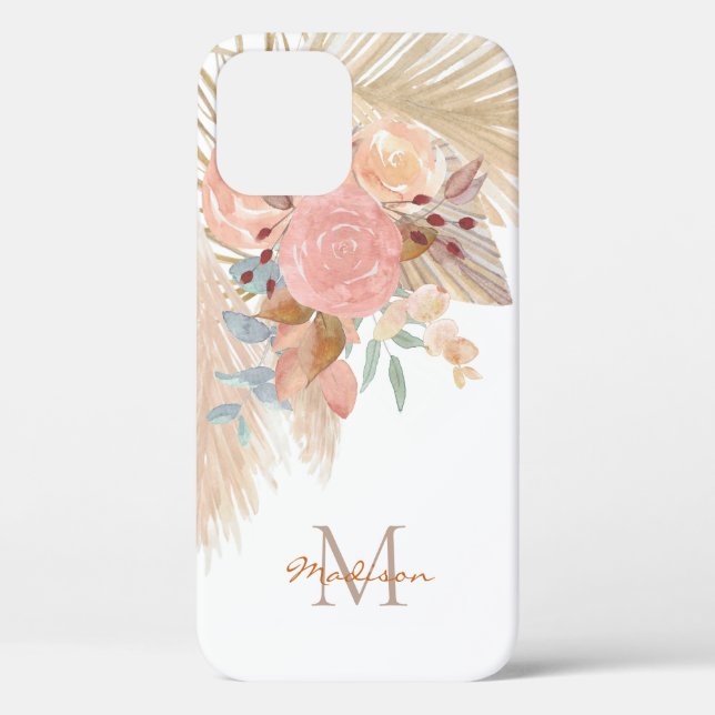 Personalisiert Pampas Gras Blush Pink Blüten Case-Mate iPhone Hülle (Rückseite)