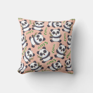 Personalisiert Panda Bamboo Leaf Rosa Hintergrund Kissen