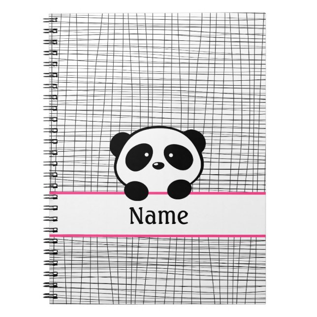 Personalisiert Panda Bear Pink Black Notebook Notizblock (Vorderseite)