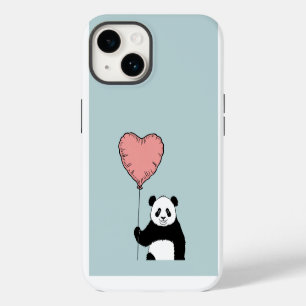Personalisiert Panda Holding Heart Balloon - Sweet iPhone 14 Hülle