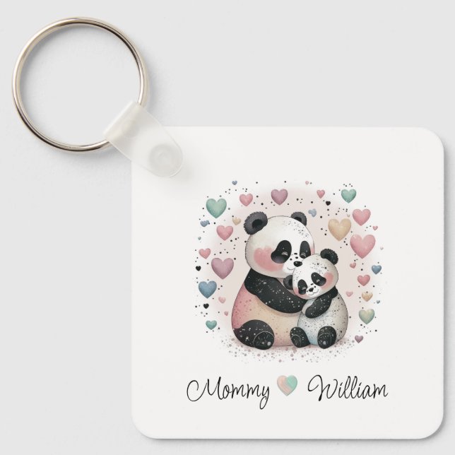 Personalisiert Panda Liebe Baby Schlüsselanhänger (Vorderseite)