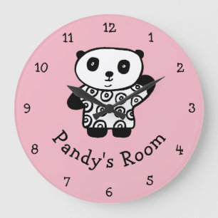 Personalisiert Pandy the Panda Große Wanduhr