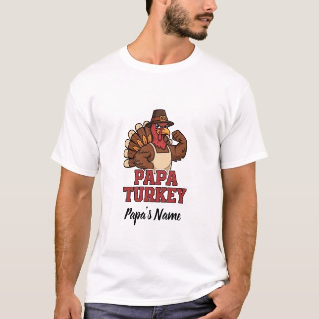 Personalisiert Papa Türkei Erntedank T-Shirt (Vorderseite)