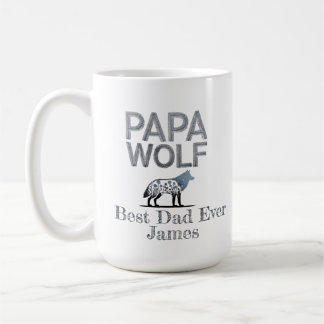 Personalisiert Papa Wolf Nature Silhouette Kaffeetasse