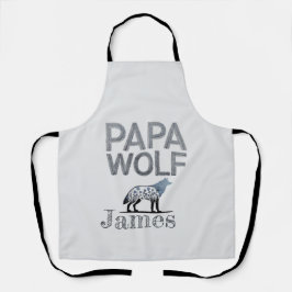 Personalisiert Papa Wolf Nature Silhouette Schürze