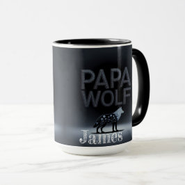 Personalisiert Papa Wolf Nature Silhouette Tasse