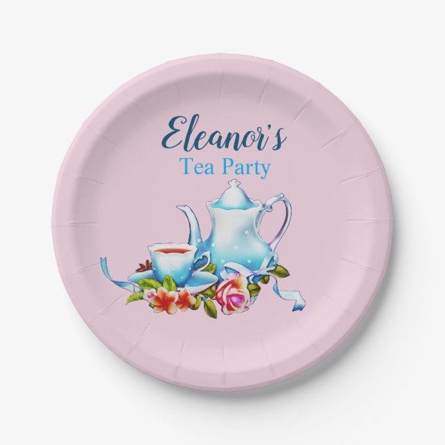 Personalisiert Paper Tee Party Paper Teller Blume (Vorderseite)