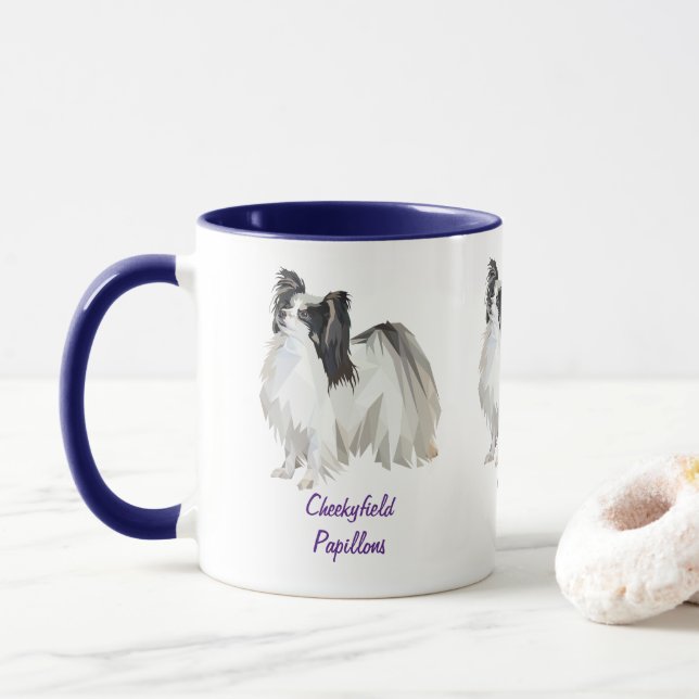 Personalisiert Papillon Dog Art Tasse (Mit Donut)