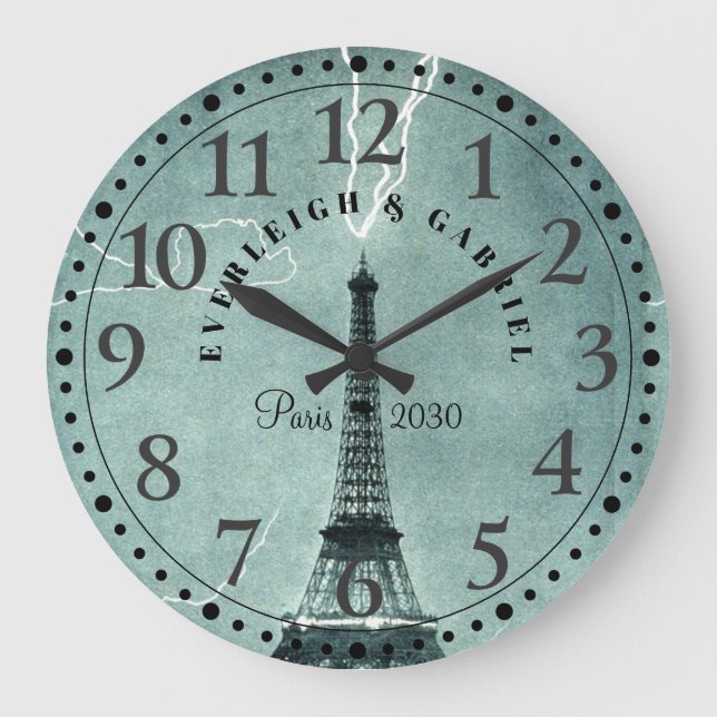 Personalisiert Paris Eiffel Tower Große Uhr (Vorderseite)