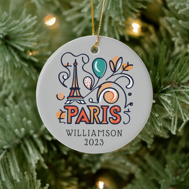 Personalisiert Paris Frankreich Weihnachtsfeiertag Keramik Ornament (Baum)