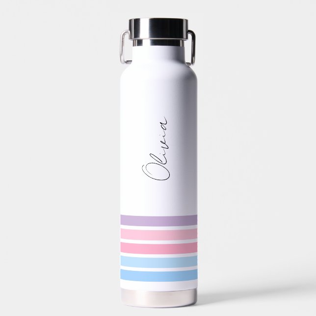 Personalisiert passende Farbstreifen Trinkflasche (Vorne)