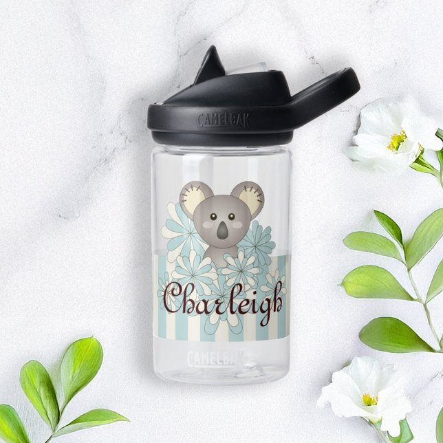 Personalisiert Pastel Blue Strip Niedlich Koala Ki Trinkflasche (Von Creator hochgeladen)