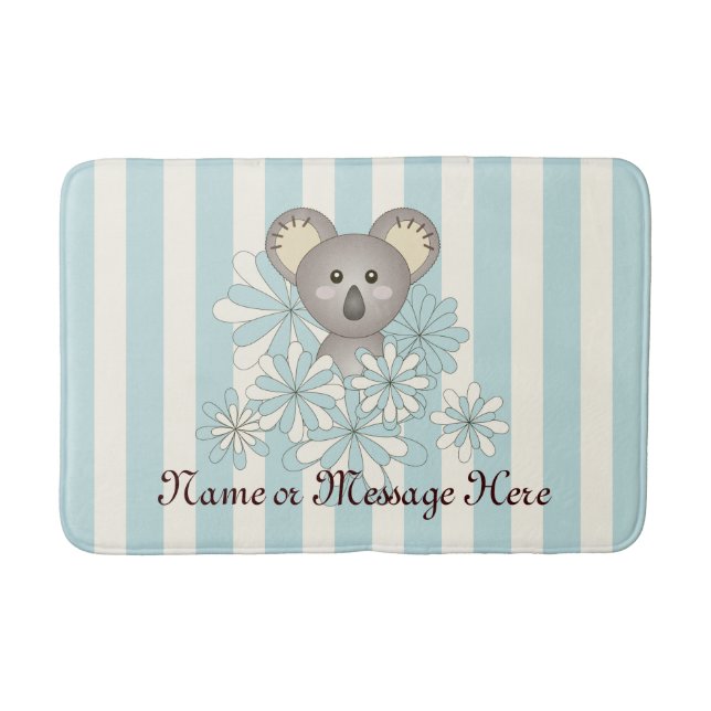 Personalisiert Pastel Blue Stripe Baby Koala Kinde Badematte (Vorderseite)