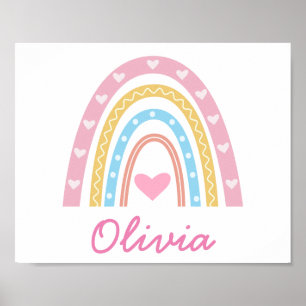 Personalisiert Pastel boho Regenbogen Name Girl Poster