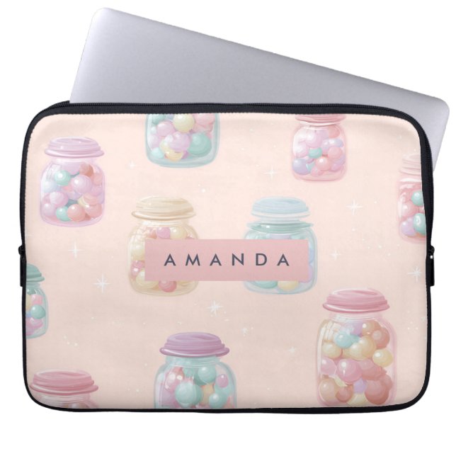 Personalisiert Pastel Candy Jar Pattern Laptopschutzhülle (Vorderseite)
