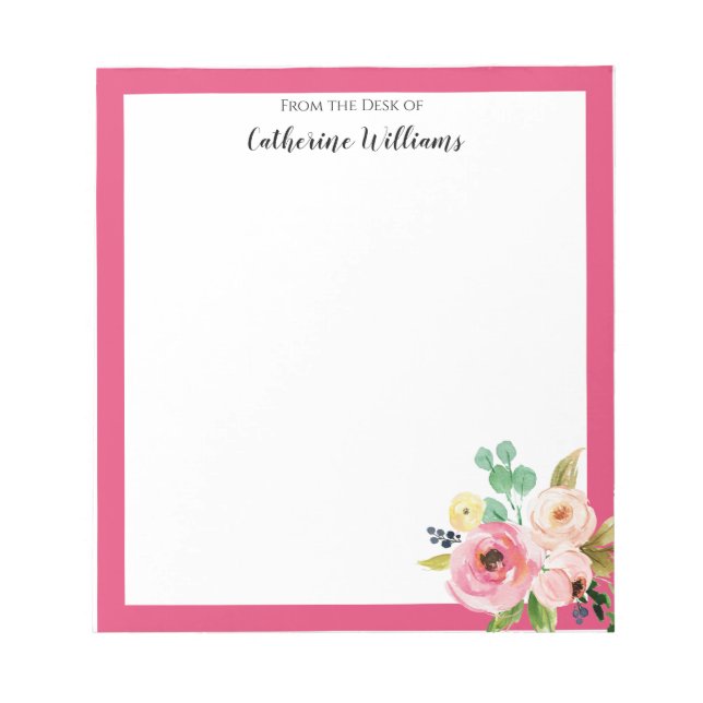 Personalisiert Pastel Floral Boho Name Stationery Notizblock (Vorderseite)