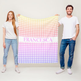 Personalisiert Pastel Gradient Gingham Blanket Pin Fleecedecke
