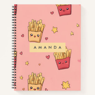 Personalisiert Pastel Kawaii French Fries Pattern Notizbuch