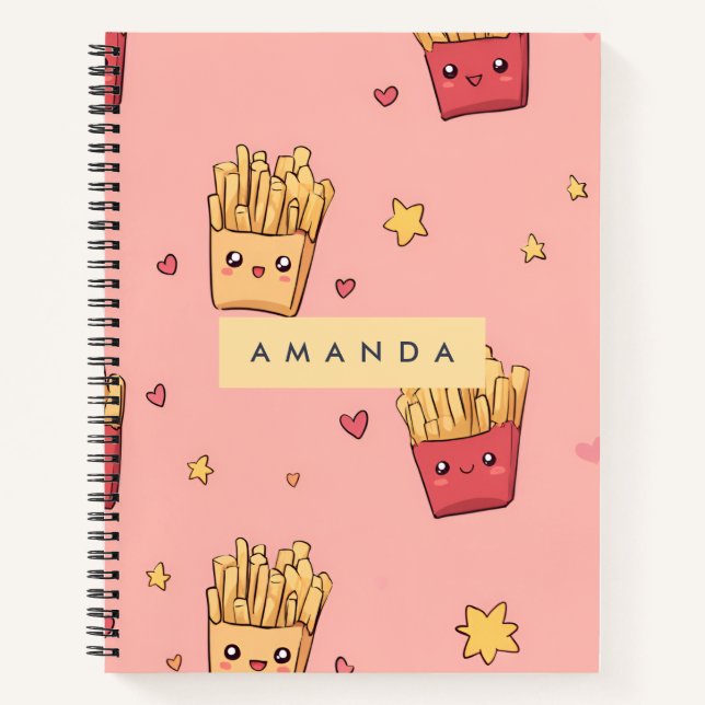 Personalisiert Pastel Kawaii French Fries Pattern Notizbuch (Vorderseite)