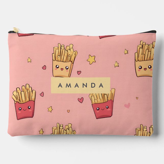 Personalisiert Pastel Kawaii French Fries Pattern Zubehörtasche (Vorderseite)