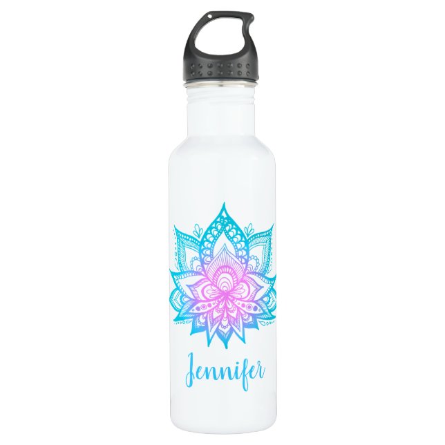 Personalisiert Pastel Lotus Blume Individuelle Nam Edelstahlflasche (Vorderseite)