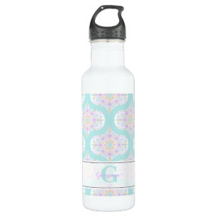 Personalisiert Pastel Rainbow Floral Mandala Mid M Edelstahlflasche
