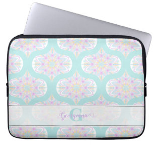 Personalisiert Pastel Rainbow Floral Mandala Mid M Laptopschutzhülle