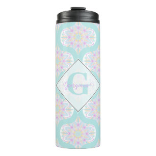 Personalisiert Pastel Rainbow Floral Mandala Mid M Thermosbecher