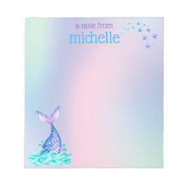Personalisiert Pastel Rainbow Mermaid Notizblock
