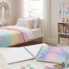 Personalisiert Pastel Rainbow Mermaid Notizbuch